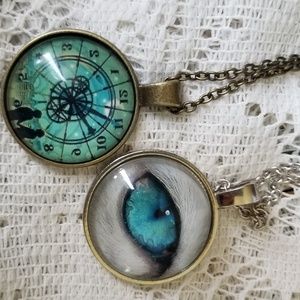 Blue and silver necklaces chain 22 in